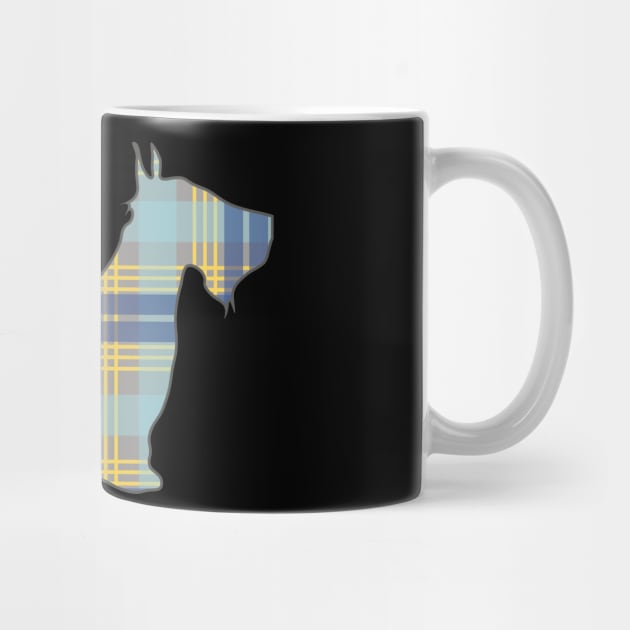 Blue, Grey and Yellow Tartan Scottish Terrier Dog Silhouette by MacPean